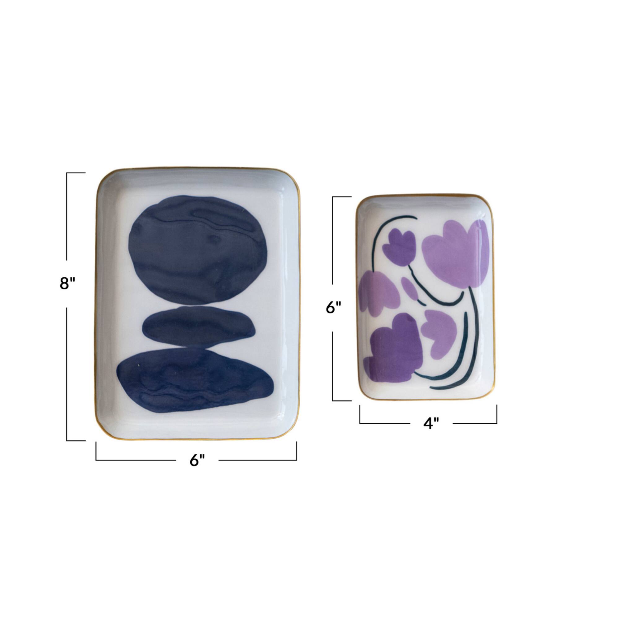 Hello Honey® Floral & Abstract Print Enameled Metal Tray, 2ct.
